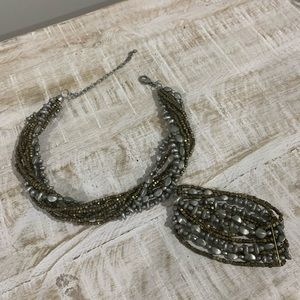 Premier Designs multi strand gold and silver metallic set